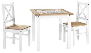 Sucre Tile Top Wooden Dining Table With 2 Chairs In White