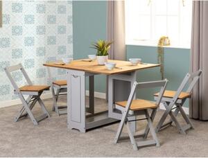 Suva Wooden Butterfly Dining Table With 4 Chairs In Slate Grey