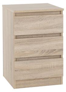 Mcgowen Wooden Bedside Cabinet With 3 Drawers In Sonoma Oak