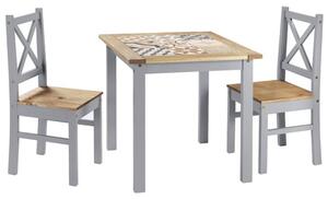 Sucre Tile Top Wooden Dining Table With 2 Chairs In Slate Grey