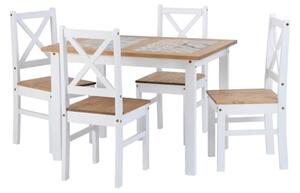 Sucre Tile Top Wooden Dining Table With 4 Chairs In White