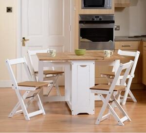 Suva Wooden Butterfly Dining Table With 4 Chairs In White