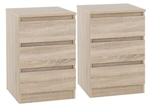 Mcgowen Sonoma Oak Wooden Bedside Cabinet 3 Drawers In Pair