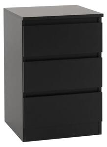 Mcgowen Wooden Bedside Cabinet With 3 Drawers In Black