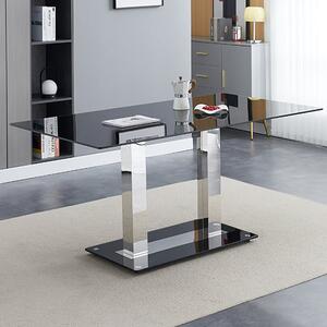 Jet Large Black Glass Dining Table With Chrome Supports