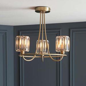 Belluno 3 Lights Semi Flush Ceiling Light In Antique Brass