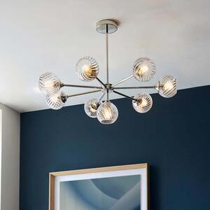 Accra 8 Lights Semi Flush Ceiling Light In Bright Nickel