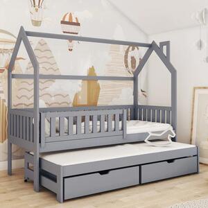 Minsk Trundle Wooden Single Bed In Grey