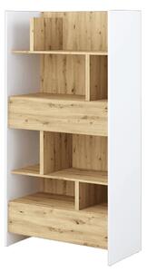 Cyan Wooden Bookcase Tall With 2 Drawers In White