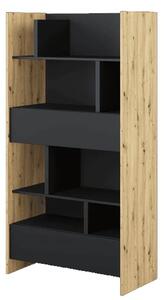 Cyan Wooden Bookcase Tall With 2 Drawers In Artisan Oak