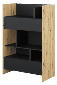 Cyan Wooden Bookcase Small With 2 Drawers In Artisan Oak