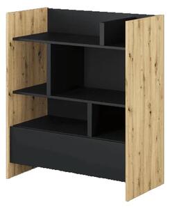 Cyan Wooden Bookcase With 1 Drawer In Artisan Oak