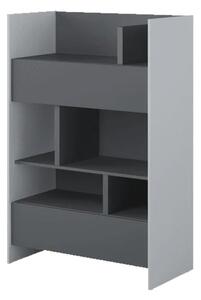 Cyan Wooden Bookcase Small With 2 Drawers In Grey