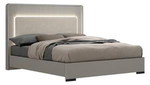 Canton Velvet Super King Size Bed In Flannel Grey With LED