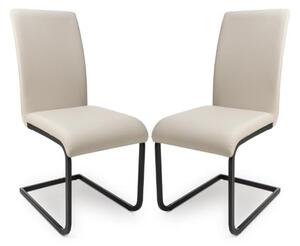 Lansing Taupe Faux Leather Dining Chairs In Pair