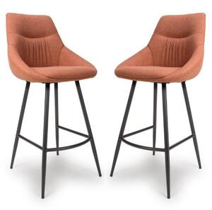 Buxton Brick Fabric Bar Chairs In Pair