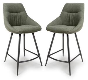 Buxton Sage Counter Fabric Bar Chairs In Pair