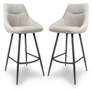 Buxton Natural Fabric Bar Chairs In Pair