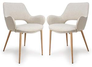 Sanremo Natural Fabric Dining Chairs In Pair