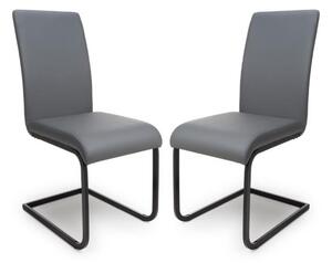 Lansing Grey Faux Leather Dining Chairs In Pair