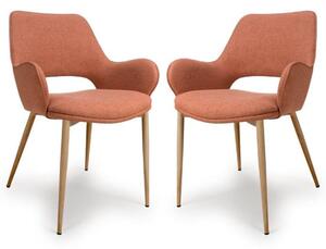 Sanremo Brick Fabric Dining Chairs In Pair