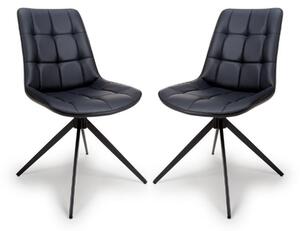 Captiva Black Faux Leather Dining Chairs In Pair