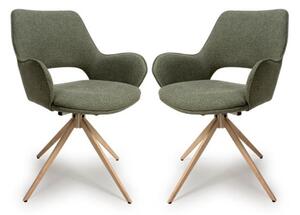 Playa Swivel Sage Fabric Dining Chairs In Pair