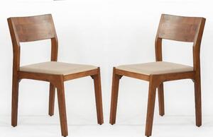 Plano Walnut Acacia Wood Dining Chairs In Pair