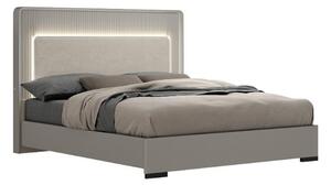 Canton Velvet King Size Bed In Flannel Grey With LED