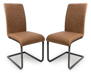 Lansing Tan Faux Leather Dining Chairs In Pair