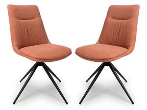 Buxton Swivel Brick Fabric Dining Chairs In Pair