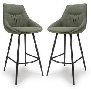 Buxton Sage Fabric Bar Chairs In Pair