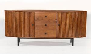 Plano Acacia Wood Sideboard With 2 Doors 3 Drawers In Walnut