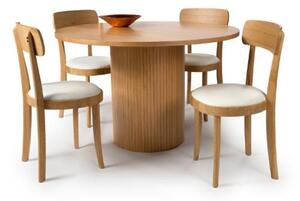 Vevey Wooden Dining Table Round In Natural Oak With 4 Chairs