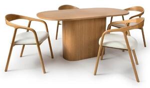 Vevey Dining Table Oval In Natural Oak With 4 Hvar Oak Chairs