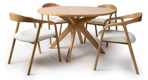 Hvar Wooden Dining Table Round In Oak With 4 Chairs