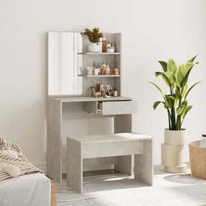 Legian Wooden Dressing Table With Stool In Concrete Effect