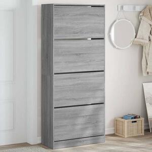 Arosa Wooden Shoe Storage Cabinet 4 Flip-Drawers In Grey Sonoma Oak