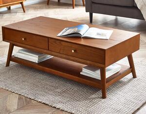 Layton Wooden Coffee Table With 2 Drawers In Cherry