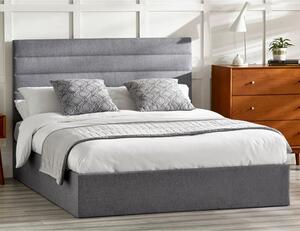 Milford Linen Fabric Lift-Up Storage Double Bed In Grey