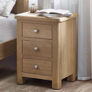 Merritt Wooden Bedside Cabinet With 3 Drawers In Limed Oak