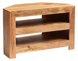 Tivat Mango Wood Open TV Stand Corner In Light Mahogany