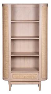 Varese Cane And Mango Wood Bookcase 3 Shelves 1 Drawer In Oak