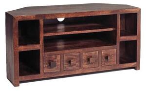 Tivat Mango Wood TV Stand Corner In Dark Mahogany