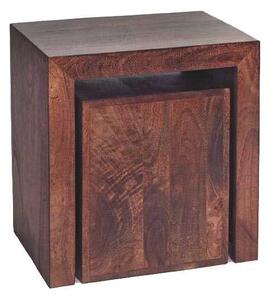 Tivat Mango Wood Cubed Nest Of 2 Tables In Dark Mahogany