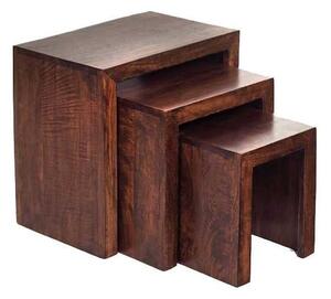 Tivat Mango Wood Nest Of 3 Tables In Dark Mahogany