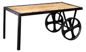 Romarin Cart Coffee Table In Reclaimed Wood And Metal Frame