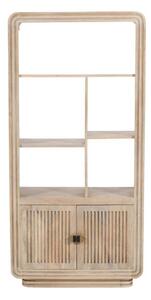 Harvey Carved Mango Wood Bookcase With 2 Doors In Natural