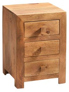 Tivat Mango Wood Bedside Cabinet 3 Drawers In Light Mahogany