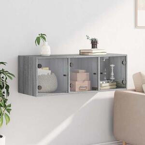 Avila Wooden Wall Cabinet With 3 Glass Doors In Grey Sonoma Oak